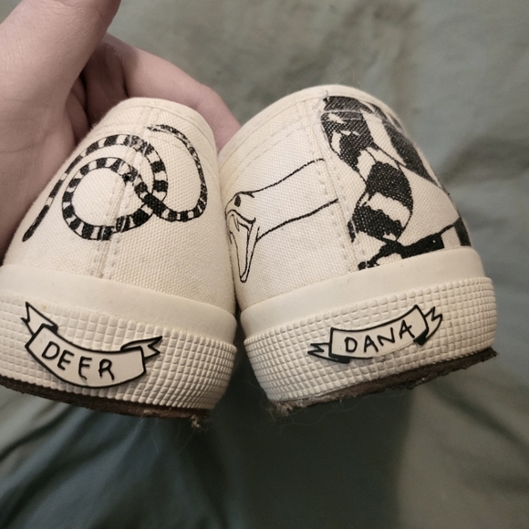 Superga + Deer Dana SNAKES! Black & White Sneakers, Womens EU 42.5, US 11-11.5 - Picture 4 of 7